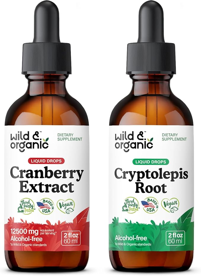 Wild & Organic Cranberry Extract Tincture 2 fl oz & Cryptolepis Root Tincture 2 fl oz