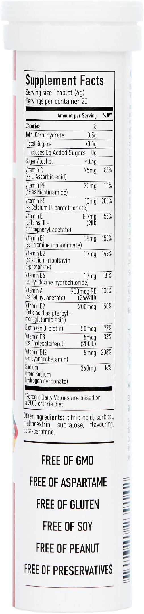 Effervescent Multivitamins + Biotin for Wellness and Vitality Dietary Supplement with Vitamins C, E, B1, B2 B6, B12, A, and D3, 12-Pack, 240 Tablets