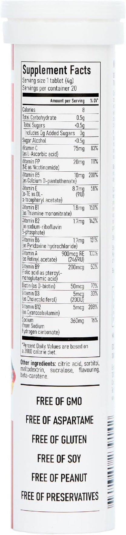 Effervescent Multivitamins + Biotin for Wellness and Vitality Dietary Supplement with Vitamins C, E, B1, B2 B6, B12, A, and D3, 3-Pack, 60 Tablets