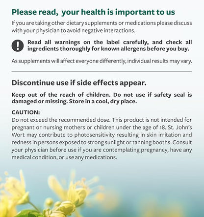 St. John's Wort - 180 Capsules (Non-GMO) Effective St Johns Wort Capsules - Powerful 900mcg Hypericin - Standardized Extract & Whole Herb Supplement - No Oil, Pills, Tea, Tincture - 500mg Per Capsule