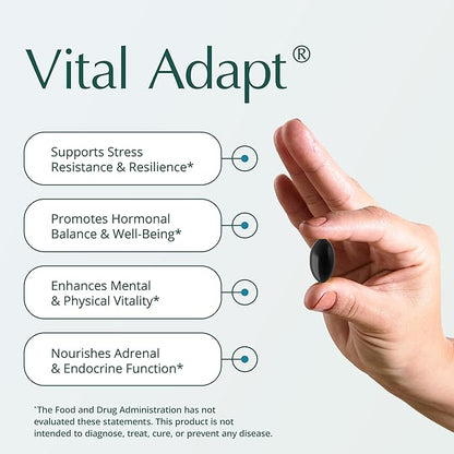 Natura Health Products Vital Adapt Supplement - Daily Nourishing Adaptogenic Tonic for Endocrine Function Support - Featuring Rhodiola, Ashwagandha, Cordyceps, Reishi (60 Capsules)
