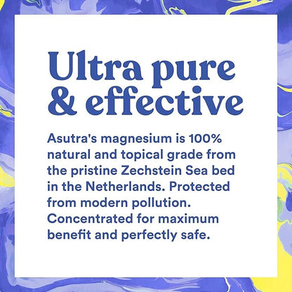 ASUTRA Ultimate Topical Magnesium Bundle, 4 fl oz Magnesium Oil Spray, 4 lb Bag of Magnesium Chloride Bath Flakes, 6.76 fl oz Everyday Magnesium Lotion, Magnesium Derived from Zechstein Seabed