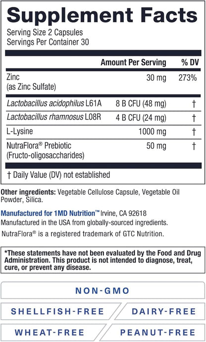 1MD Nutrition ImmunityMD - Immune Health Probiotic | Potent, Doctor-Selected Probiotic Strains with Prebiotic - Promote Overall Immune System Strength, Reduce Everyday Stress | 60 Capsules (2 Pack)
