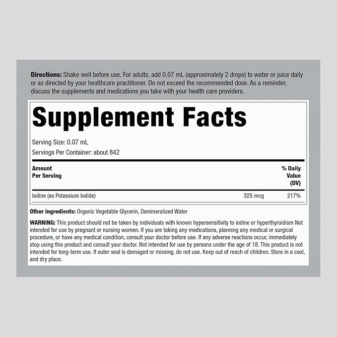 Piping Rock Nascent Iodine Drops Organic | 2 fl oz | Liquid Vegan Supplement | Non-GMO, Gluten Free