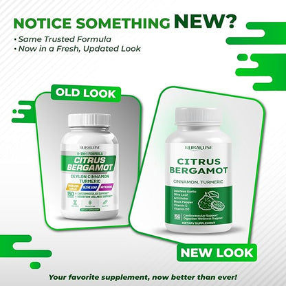 Citrus Bergamot 9-in-1 Formula - with Cinnamon Turmeric Odorless Garlic, Olive Leaf, Artichoke - Made and Tested in The USA