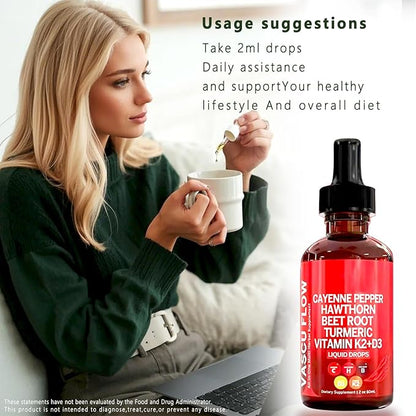 Cayenne Pepper Drops, Clean Nutra Cayenne Pepper Extract with Hawthorn Beet Root 60ml Plant-Based Liquid (2Pcs)