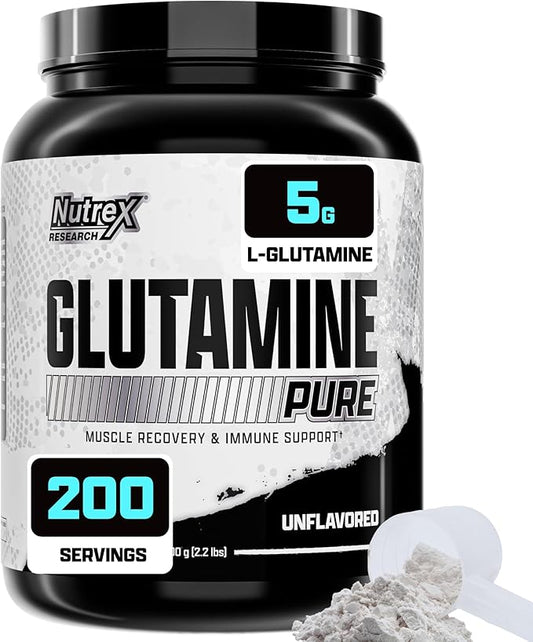 Nutrex Research L-Glutamine Powder - 200 Servings - Pure Unflavored, Non-GMO & Gluten Free