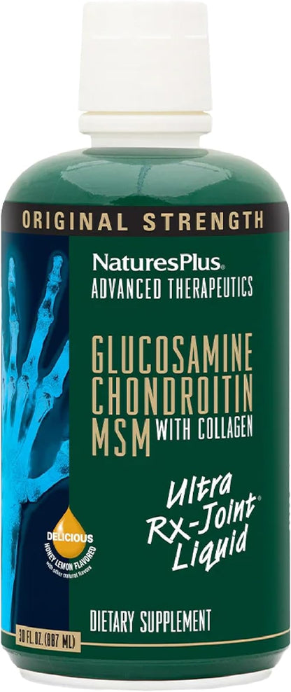 Natures Plus Ultra Rx-Joint Liquid, Honey Lemon - 30 fl oz - Supports Healthy Joint Function - with Glucosamine, Chondroitin & MSM - Gluten Free - 30 Servings