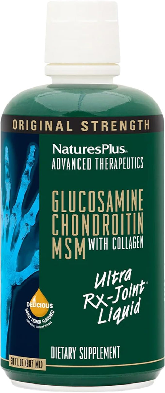 Natures Plus Ultra Rx-Joint Liquid, Honey Lemon - 30 fl oz - Supports Healthy Joint Function - with Glucosamine, Chondroitin & MSM - Gluten Free - 30 Servings