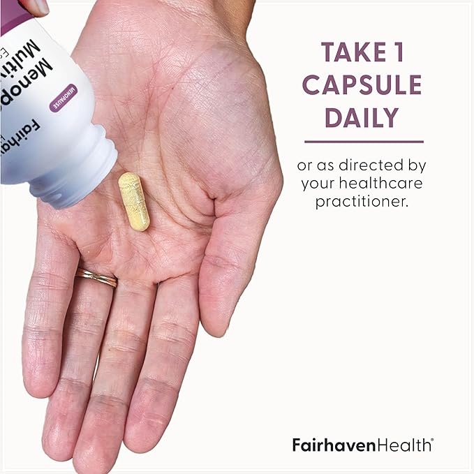 Fairhaven Health Menopause Relief Multivitamin Essentials | Hormone Free Menopause Supplements for Women | Methylated Multivitamin for Women 50 and Over | Hot Flash Relief* | Non-GMO | 30 Capsules