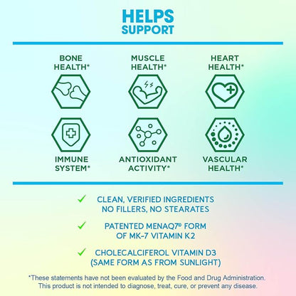 BioEmblem Vitamin D3 K2 Capsules (5000IU and 200mcg) - Patented MK7 and MK4 for 3-in-1 Complex Support - Vegetarian Vitamin D K2 Supplement for Teeth, Heart, Immune System - Non-GMO, 90 Caps