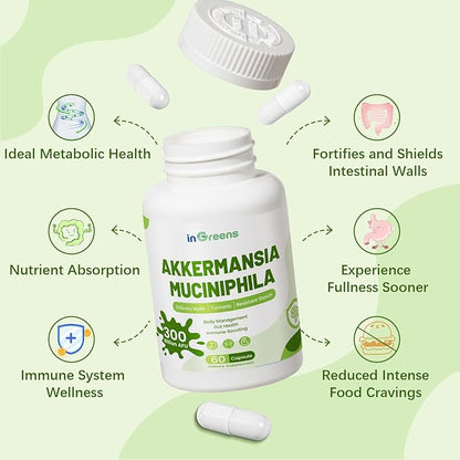 Akkermansia Muciniphila Probiotic for Gut Management - GLP-1 Boosting Supplement with Chicory Inulin, Turmeric, Resistant Starch, Vegan & Gluten Free - 30 Day Supply