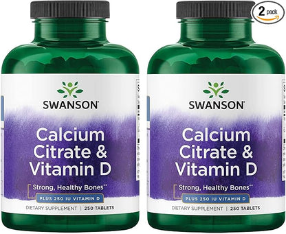 Swanson Calcium Citrate & Vitamin D3 250 Tabs (2 Pack)