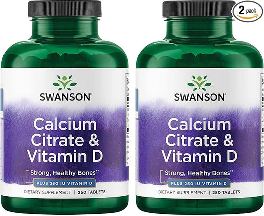 Swanson Calcium Citrate & Vitamin D3 250 Tabs (2 Pack)