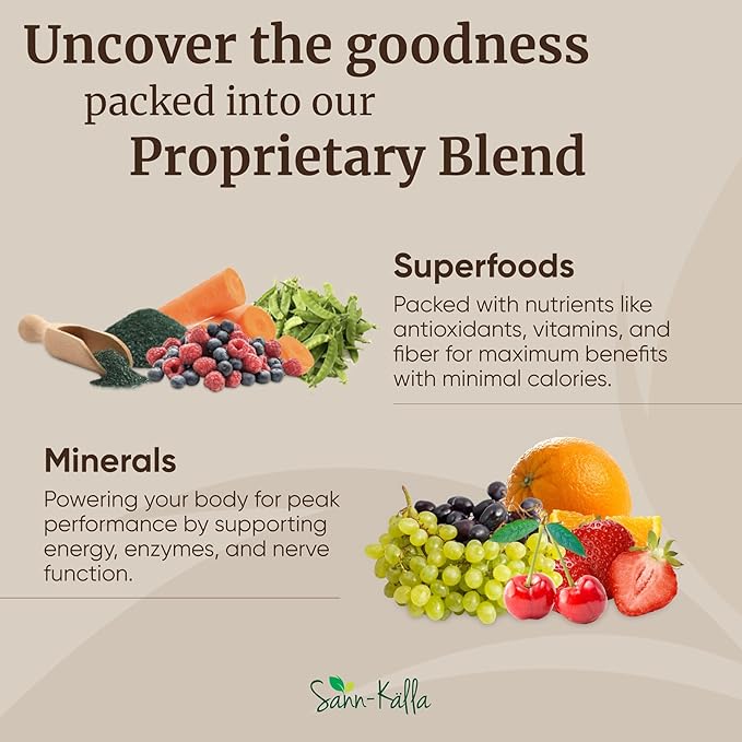 Reds and Greens Superfood Powder Nootropics, Improve Gut Health, Multivitamin, Probiotic, Gluten Free, Vegan and Keto Friendly, Full Serving of Vegetables, Essential Nutrients – 30 Servings