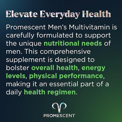 Promescent Multivitamin for Men, Vitamin B12, Vitamin C, Vitamin D3, KSM-66 Ashwagandha, Quality Mens Multivitamins, Multi Vitamins for Adults, Daily Mens Multivitamin, Iron Supplement, 30 Day Supply