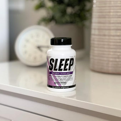 Outwork Nutrition Sleep, Natural Sleep Aid with Melatonin, L-Theanine & Saffron Extract, Improves Sleeping Quality & Time, Boosts Positive Mood, 60 Veggie Capsules