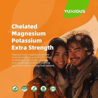 Magnesium Glycinate Gummies 1000mg - Sugar Free Magnesium Potassium Supplement with Vitamin D, B6, CoQ10 for Calm Mood & Sleep Support - 120 Orange Gummies -2 Pack