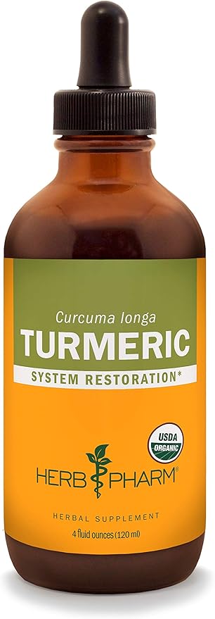 Herb Pharm Certified Organic Turmeric Root Liquid Extract for Musculoskeletal System Support - 4 oz