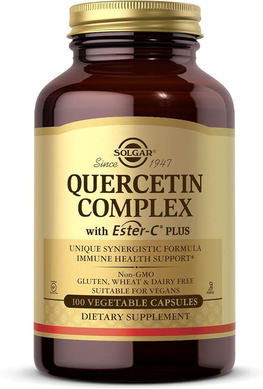 Solgar Quercetin Complex with EsterC Plus Vegetable Capsules Supports Immune Health Antioxidant Gentle on the Stomach Vitamin C NonGMO Vegan Gluten Free Dairy Free 50 Servings, Standard Packaging, 100 Count
