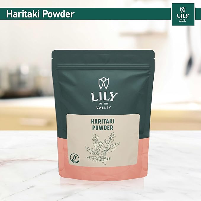 Lily of the Valley Haritaki Powder - Terminalia Chebula - Sourced from India - An Ayurvedic Herb - 100% Natural &No Added Preservative - Vegan & Gluten-Free (16oz, 453g)- Package May Vary