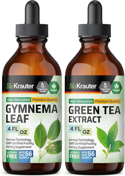 BIO KRAUTER Gymnema Tincture 4 Fl. Oz. & Green Tea Tincture 4 Fl. Oz.
