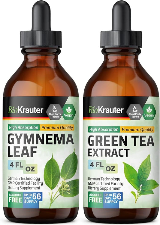 BIO KRAUTER Gymnema Tincture 4 Fl. Oz. & Green Tea Tincture 4 Fl. Oz.