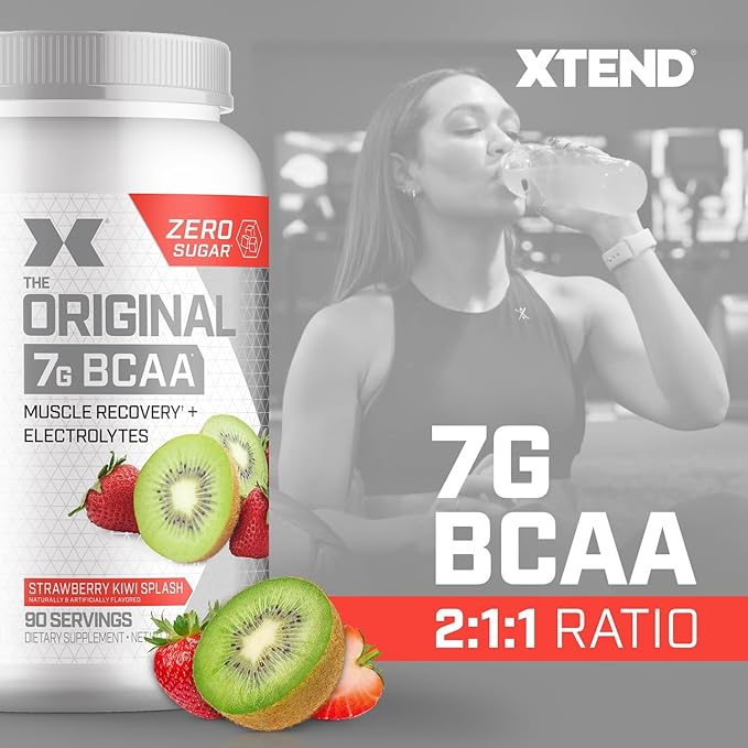 XTEND Original BCAA Powder 7g BCAA and 2.5g L-Glutamine, Sugar Free Post Workout Muscle Recovery Drink with Amino Acids for Men & Women, 90 Servings
