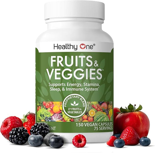 Fruits & Veggies - 27 Balanced Whole Foods of Nature - Vitamins - Minerals - Antioxidants - Detox - Vegetables - Kale - Broccoli - Spinach - Beets - Raspberries - Multivitamin - 150 Count