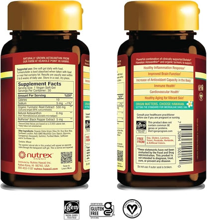 Nutrex Hawaii, TurmericAstin, with Turmeric, BioAstin Hawaiian Astaxanthin & BioPerine Black Pepper Extract, 30 Count