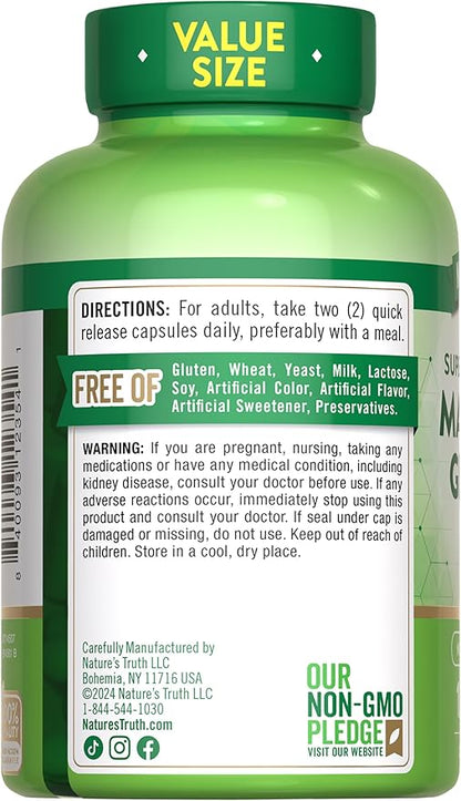 Nature's Truth Magnesium Glycinate 200mg | 120 Capsules | High Absorption Chelated Magnesium | Non-GMO & Gluten Free Mineral Supplement