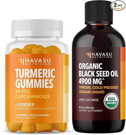 Turmeric Ginger Gummies + Organic Black Seed Oil Liquid Bundle