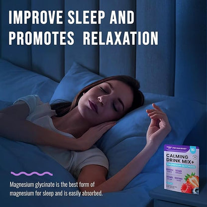 Venture Pal Magnesium Glycinate Powdered Calming Drink Mix with Ashwagandha, Vitamin D, L-Theanine, Lions Mane, Sugar Free Magnesium Supplement Blend for Calm, Relax & Focus, Non GMO, Vegan, 16 Sticks