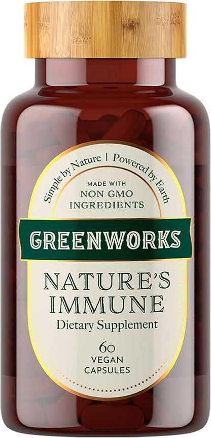 Greenworks Nature's Immune - Advanced Daily Immune Support with Elderberry, Echinacea, Ginger, Turmeric, Oregano, Turkey Tail, Reishi & Maitake - Organic, Vegan, Non-GMO (30 Servings)