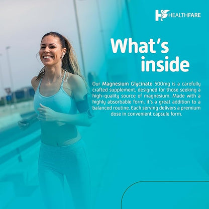 Magnesium Glycinate 500mg | 240 Veg Capsules | High-Absorption Chelated Magnesium | Gluten-Free | Non-GMO | Made in The USA