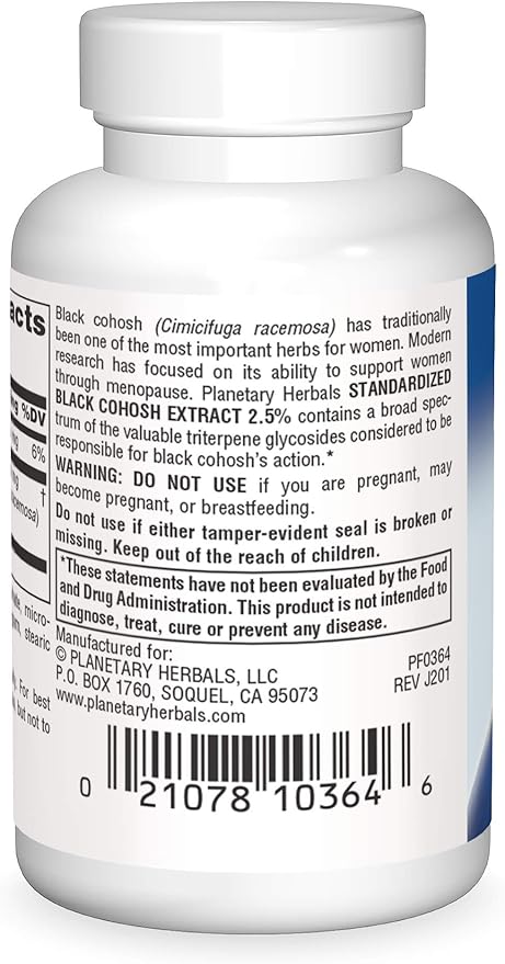 Planetary Herbals Standardized Black Cohosh Extract 2.5 Tablets, 45 Count