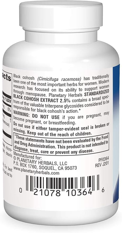 Planetary Herbals Standardized Black Cohosh Extract 2.5 Tablets, 45 Count