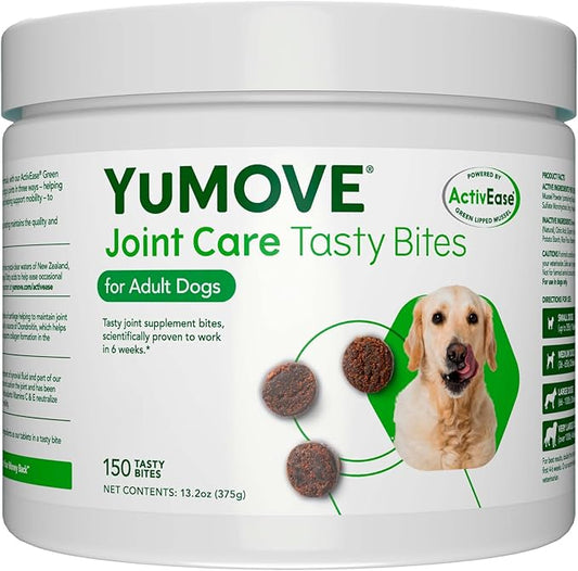 Dog Joint Supplement, Hip and Joint Supplement for Dogs with Glucosamine, Hyaluronic Acid, and Green Lipped Mussel and Omegas, Relief for Dog Hip and Joint Aches and Stiffness, by YuMOVE - 150 Bites