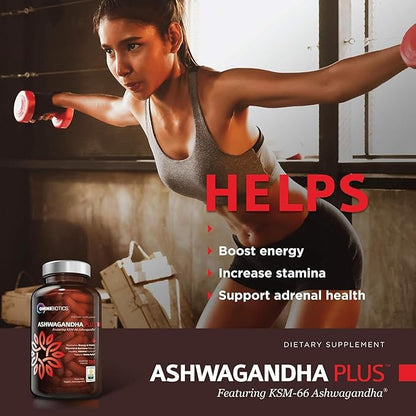 Organic Ashwagandha Supplement - 1300mg Ashwagandha KSM 66 Root Extract with Extra Strength Formula for Cortisol Balance, Mood Support, Stress Relief, and Sleep. Non-GMO - 120 Organic Vegan Capsules