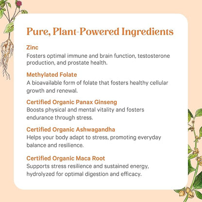 PURE SYNERGY Vita·Min·Vitality | Natural Multivitamin for Men | Men’s Daily Multivitamin Made with Organic Whole Foods | for Energy, Stress, and Immune Support (60 Tablets)