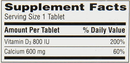 Caltrate 600 Plus D3 Calcium and Vitamin D Supplement Tablets, Bone Health Supplements for Adults - 60 Count (Pack of 4)