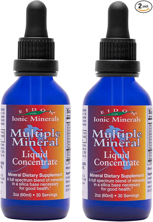 Eidon Ionic Minerals Multiple Minerals Supplement - Ionic Trace Mineral Drops for Water, Natural Liquid Vitamins to Support Heart Health and Hydration, No Preservatives - 2 oz (Pack of 2)