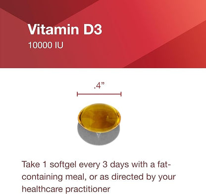 PROTOCOL FOR LIFE BALANCE Vitamin D3 10,000 IU - Immune Support Health Bones and Teeth - 120 Softgels