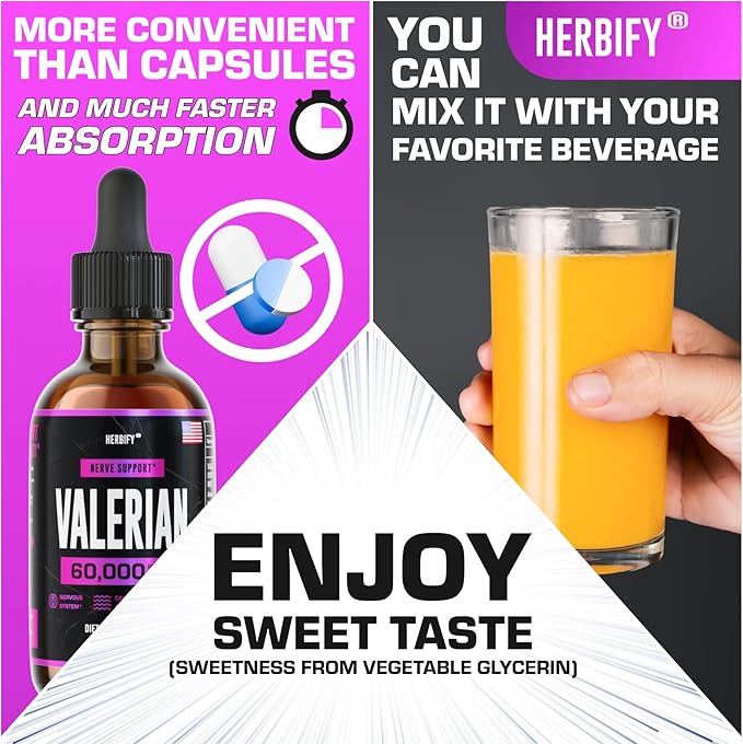 HERBIFY Bundle - K2 and D3 Drops & Valerian Root Tincture - Bone Strength & Nervous System Support