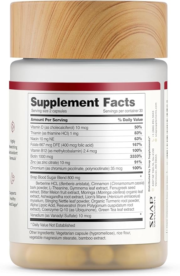 Snap Supplements Blood Sugar Blend, 60 Count