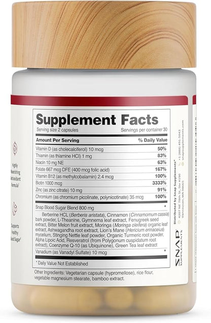 Snap Supplements Blood Sugar Blend, 60 Count