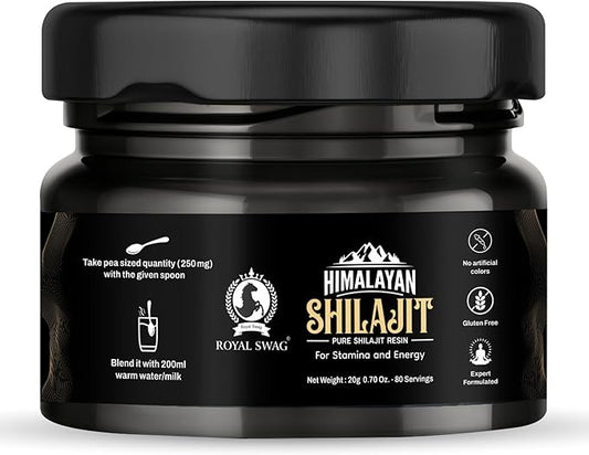 Pure Himalayan Shilajit Resin for Men and Women 20 gram / 0.07 oz (80 Servings) with 1 Serving Spoon | Pure and Natural, No Artificial Colours, Expert Formulated and Gluten Free