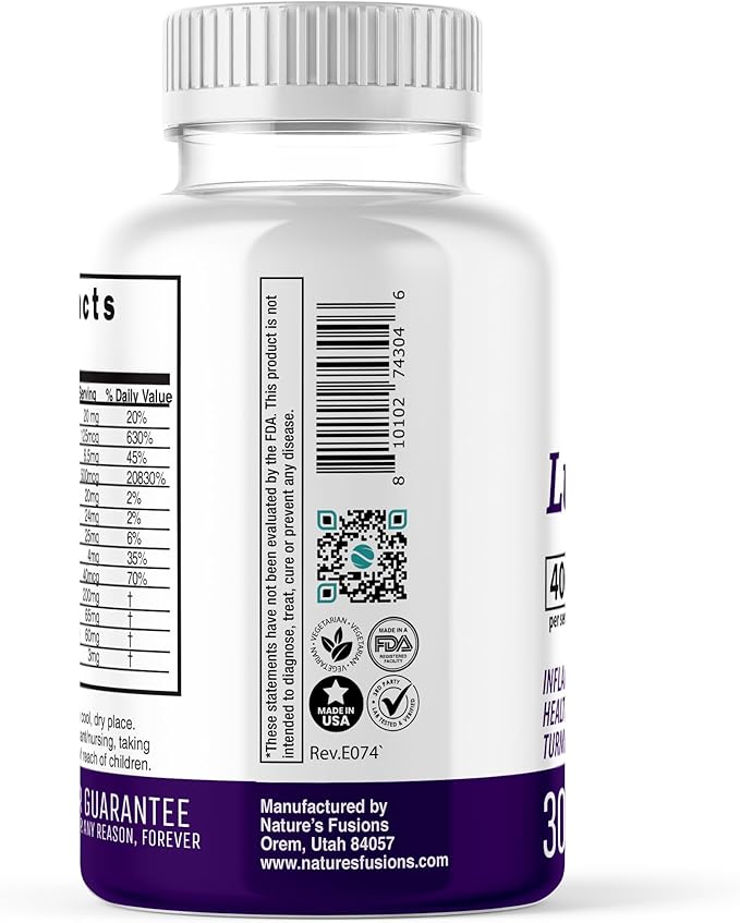Nature's Fusions LupuEase Lupus Relief Products Multivitamin Supplements - Vitamin C, D3, E, B12, Turmeric Curcumin Extract (std. 95% curcuminoids) - Omega 3 Fatty Acids - 30 Day Supply - 400mg