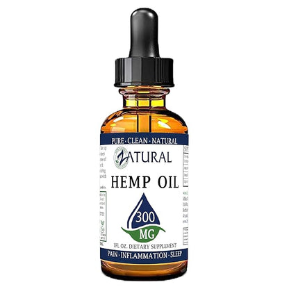 Hemp Oil - Vegan Omegas with Vitamin E - 100% Pure Hemp Oil (300mg 1 Ounce)