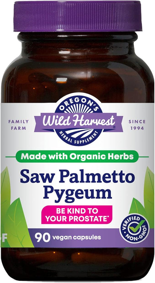 Oregon's Wild Harvest Organic Saw Palmetto Pygeum Herbal Supplement in Vegan Capsules - 90 Count